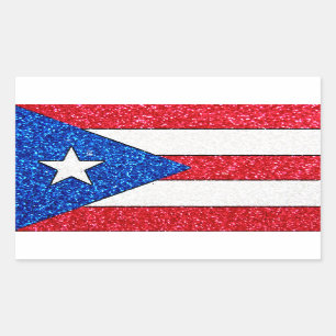 Glitter Puerto Rico flag rectangle stickers