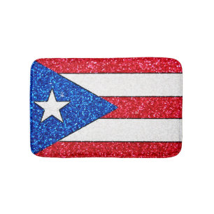 Glitter Puerto Rico flag small bath mat