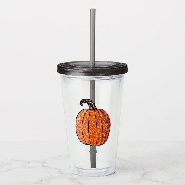 Glitter Pumpkin Acrylic Tumbler (Front)