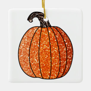 Glitter Pumpkin Ceramic Ornament