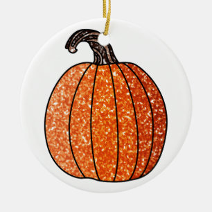 Glitter Pumpkin Ceramic Tree Decoration