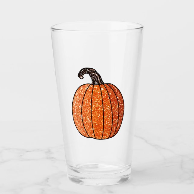Glitter Pumpkin Glass (Front)