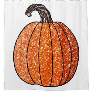 Glitter Pumpkin Shower Curtain
