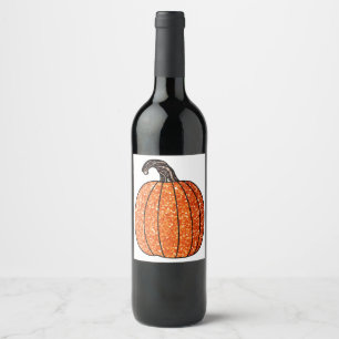 Glitter Pumpkin Wine Label