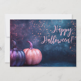 Glitter Pumpkins Halloween Greeting Card