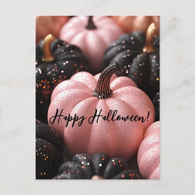 Glitter Pumpkins Halloween Greeting Card (Front)
