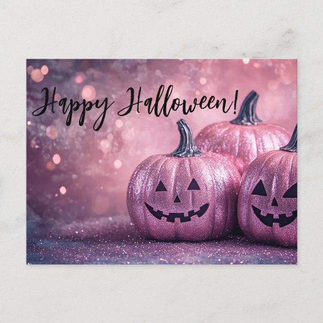 Glitter Pumpkins Halloween Greeting Card (Front)