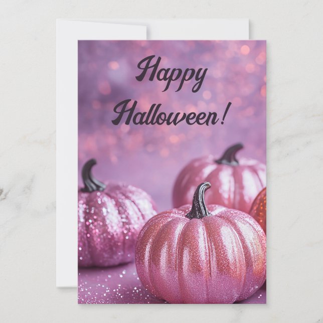 Glitter Pumpkins Halloween Greeting Card (Front)