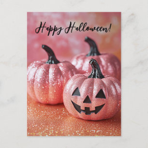 Glitter Pumpkins Halloween Greeting Card
