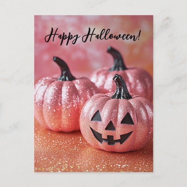 Glitter Pumpkins Halloween Greeting Card (Front)