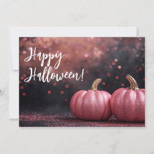 Glitter Pumpkins Halloween Greeting Card
