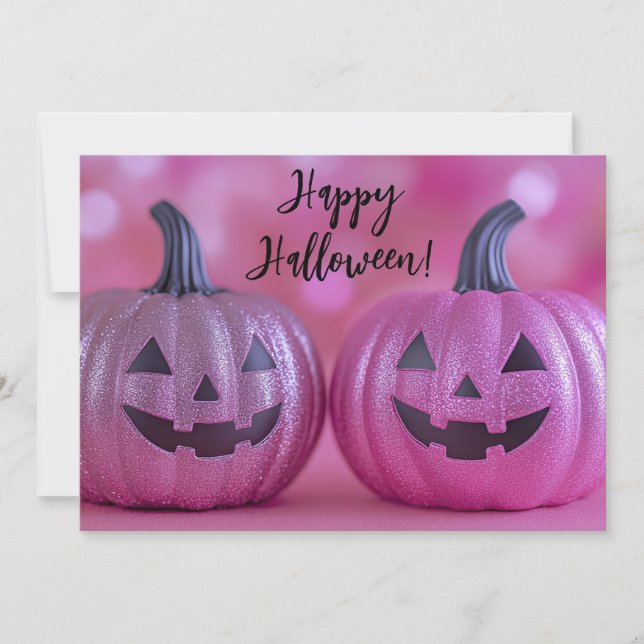 Glitter Pumpkins Halloween Greeting Card (Front)