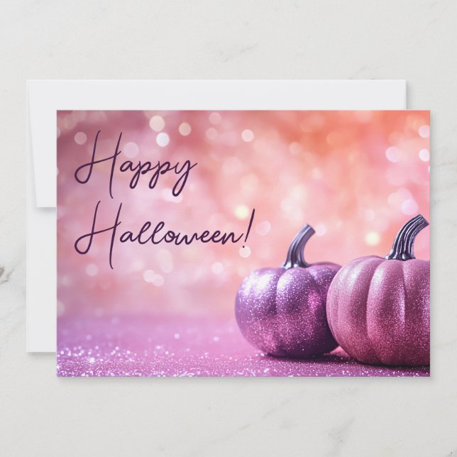 Glitter Pumpkins Halloween Greeting Card (Front)