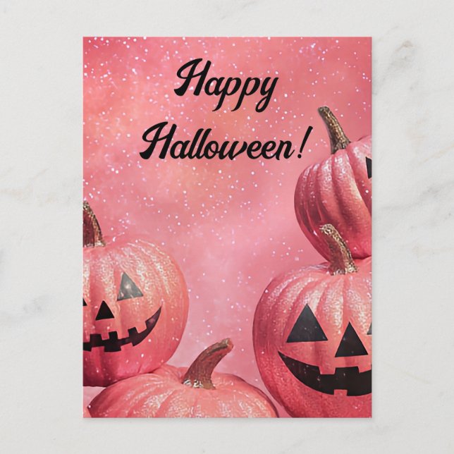 Glitter Pumpkins Halloween Greeting Card (Front)