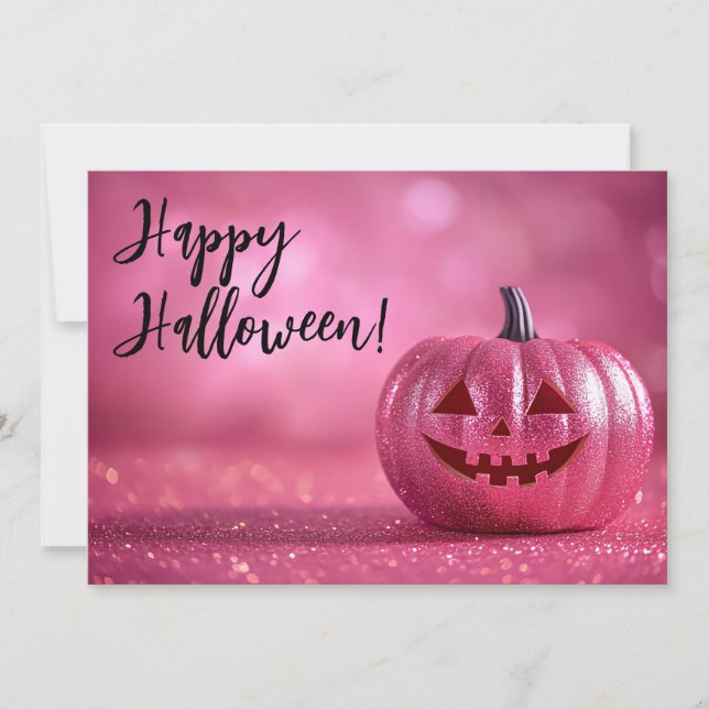 Glitter Pumpkins Halloween Greeting Card (Front)