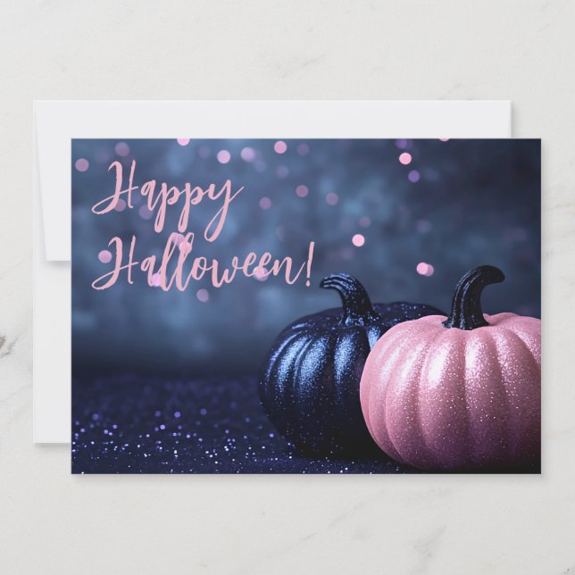 Glitter Pumpkins Halloween Greeting Card (Front)