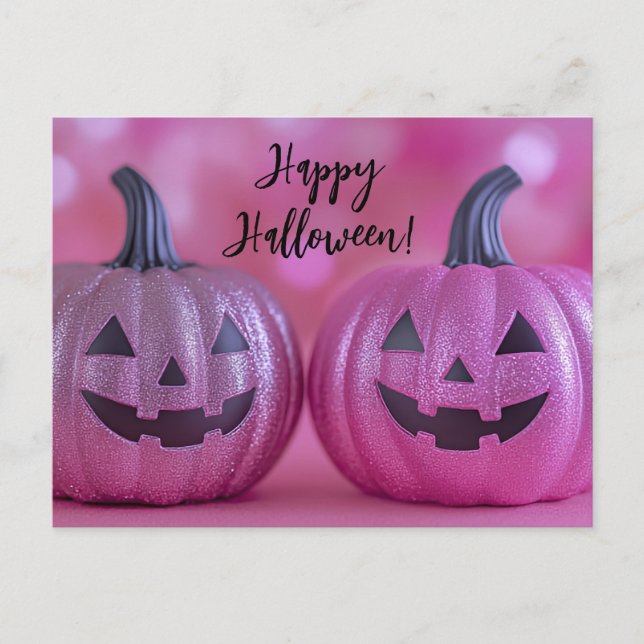 Glitter Pumpkins Halloween Greeting Card (Front)