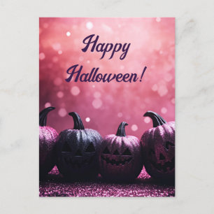 Glitter Pumpkins Halloween Greeting Card