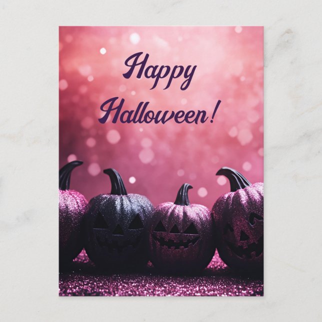 Glitter Pumpkins Halloween Greeting Card (Front)