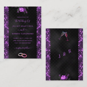 Glitter Purple Black Wedding Invitations Example