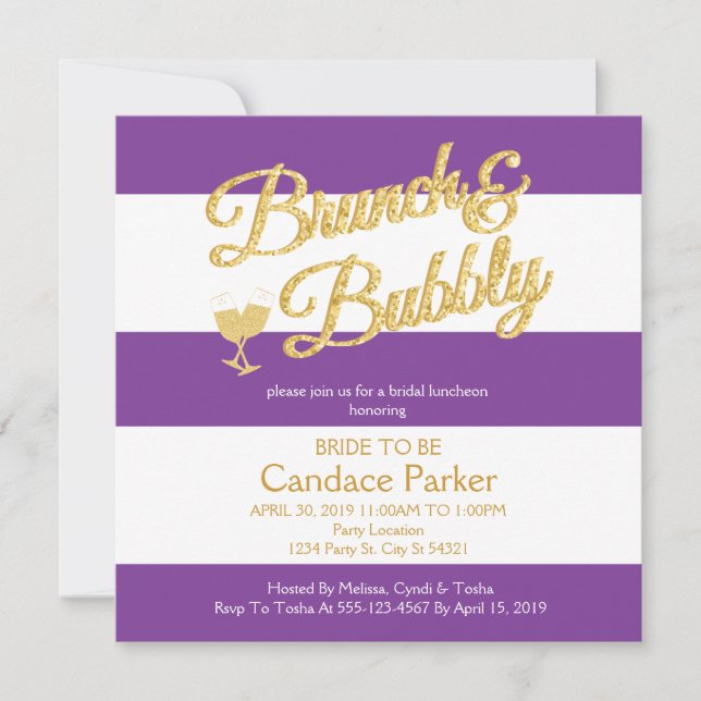 Glitter, Purple Bridal Shower Invitations (Front)