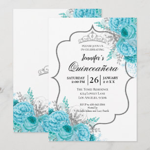 Glitter Purple Floral Quinceanera Invitation