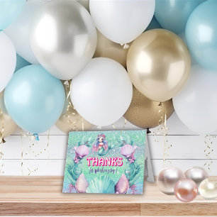 Glitter Purple Mermaid birthday  Thank You Card
