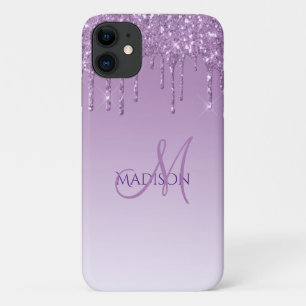 Glitter Purple Monogram Sparkles Glam Girly Trendy Case-Mate iPhone Case