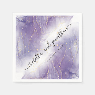 Glitter Purple & Silver Confetti Custom Paper Napkin
