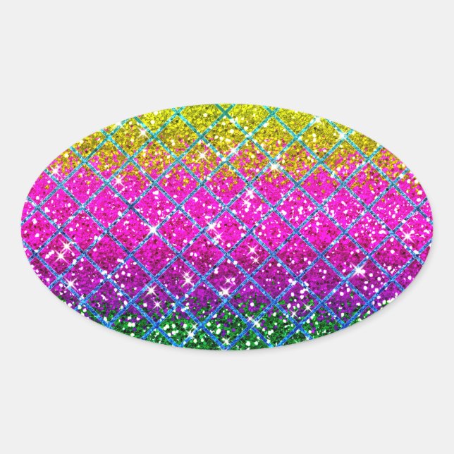Glitter Purple Snakeskin Oval Sticker (Front)