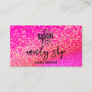 Glitter QR Code Logo Online Shop Magic Pink Gold Business Card