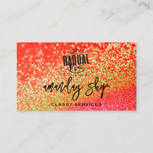 Glitter QR Code Logo Online Shop Red Gold Business Card