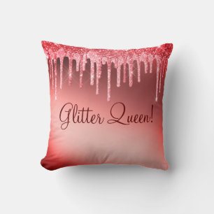 Glitter Queen Glitter Sparkles Girly Cinnamon Red Cushion