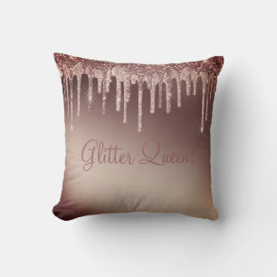 Glitter Queen Gorgeous Rose Bronze Shiny Girly Cushion