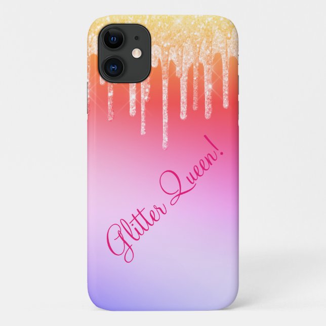 Glitter Queen Hot Pink Sparkles Bling Glam Case-Mate iPhone Case (Back)