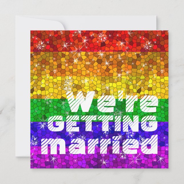 Glitter Rainbow Flag Marriage Equality Gay Pride Invitation (Front)