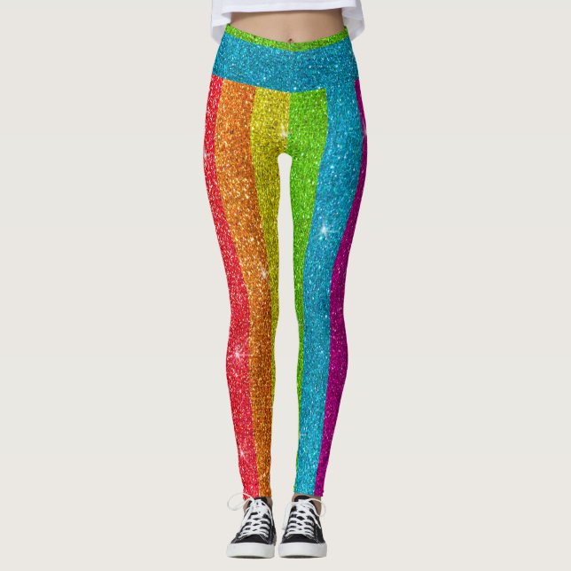Glitter Rainbow Flag Marriage Equality Gay Pride Leggings (Front)