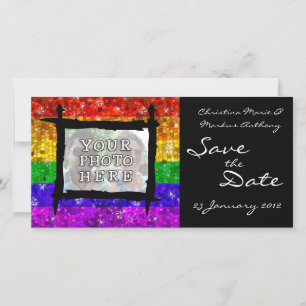 Glitter Rainbow Flag Marriage Equality Gay Pride Save The Date