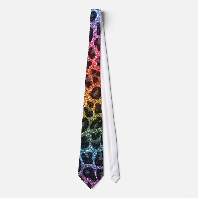 Glitter rainbow leopard print tie (Front)