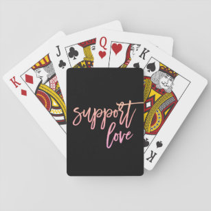 Glitter Rainbow Love Script Quote Black Trend  Playing Cards