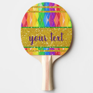  glitter rainbow pride argyle  ping pong paddle