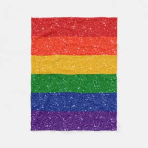 Glitter Rainbow Pride Flag Fleece Blanket