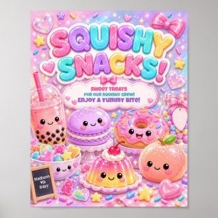 Glitter Rainbow Squishy Snacks Birthday Party Poster