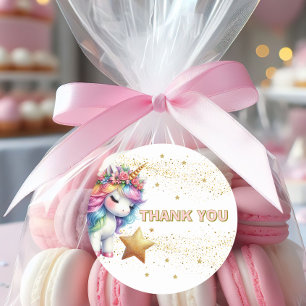 Glitter rainbow unicorn birthday Invitation Classic Round Sticker