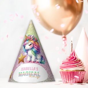 Glitter rainbow unicorn magical  party hat