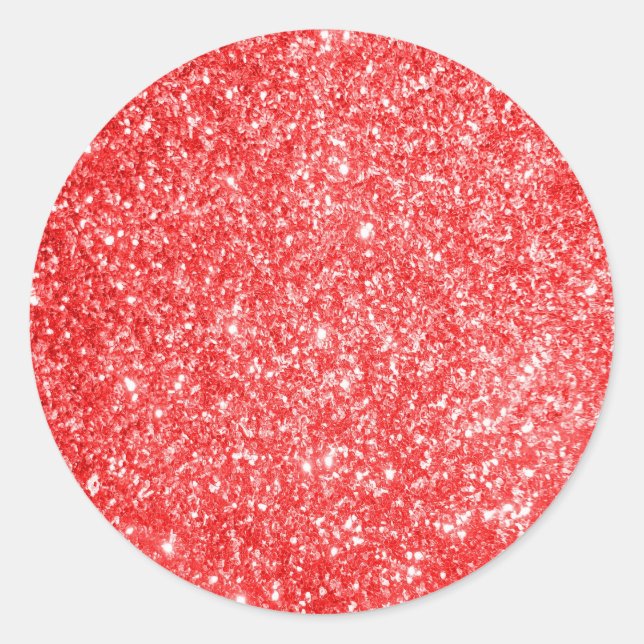 Glitter Red Classic Round Sticker (Front)