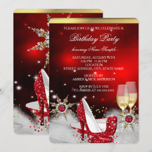 Glitter Red High Heel Shoes Silver Gold Champagne Invitation