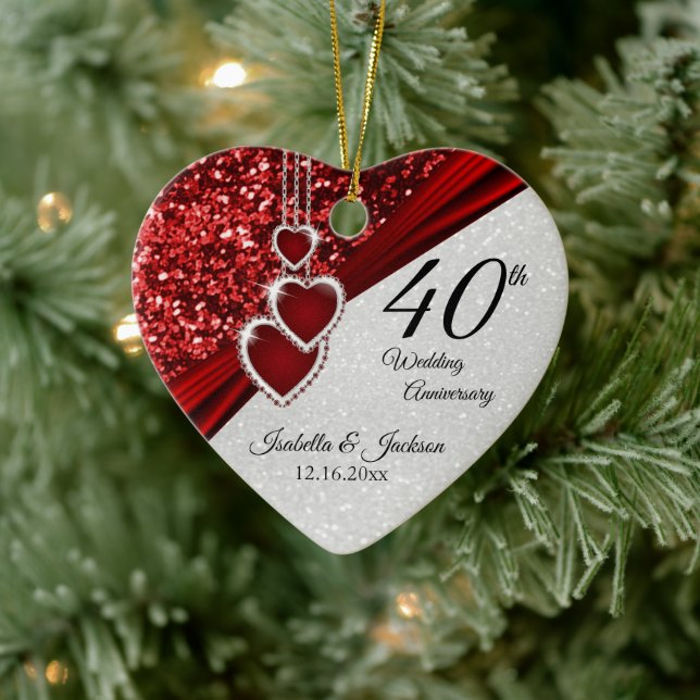 Glitter Red Ruby 40th Anniversary 💕  Ceramic Tree Decoration (Tree)