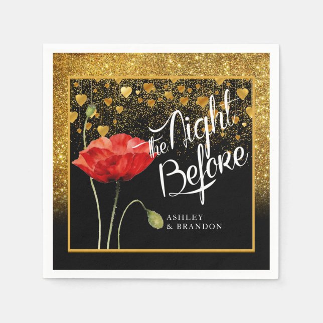 Glitter Rehearsal Dinner Napkins (Front)