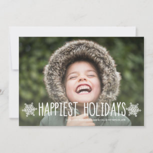 Glitter Reindeer Happiest Holidays Photo Card